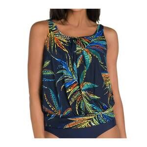 NEW SHAPE SOLVER blouson tankini top in tropical fiesta
